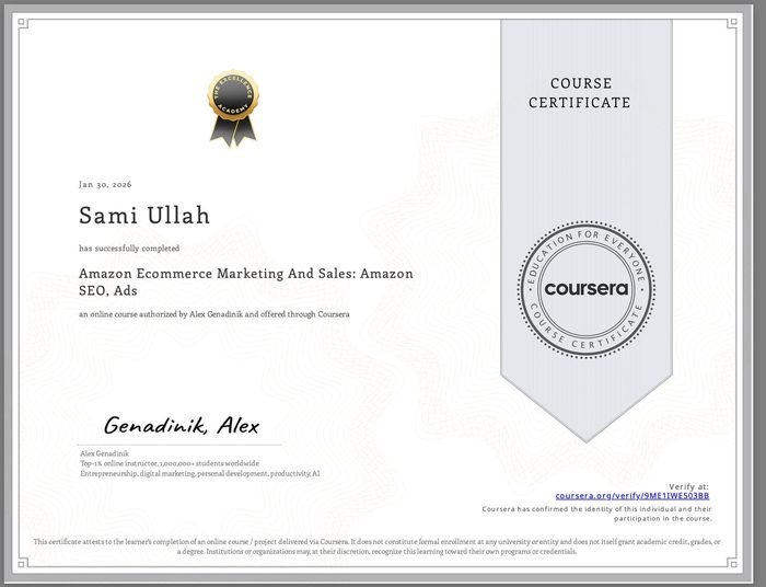 Coursera: Amazon Ecommerce Marketing, Amazon SEO & Ads